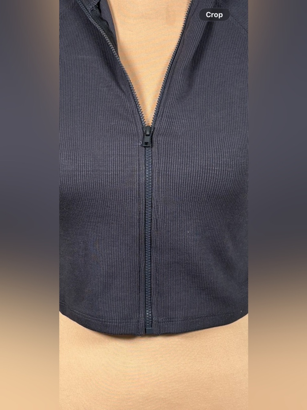 JOAH BROWN Crop Zip Long Sleeve Size M/L Grayish/Blue Color - Picture 5 of 8